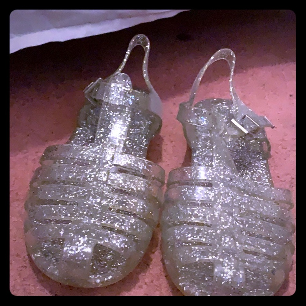 Silver Glitter Jelly Sandals